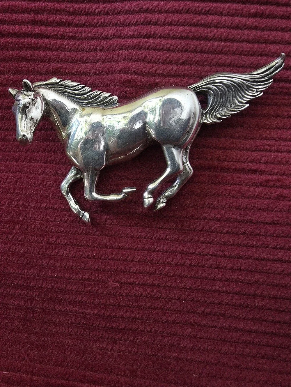 Authentic Glenn Sandoval Running Horse Brooch Navajo Sterling Silver - PAIR